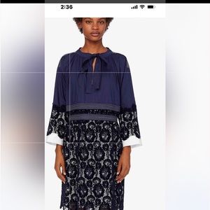 Tory Burch Adelaide Dress Runway 2018 Blu Notte Lace Knee Length Navy M.